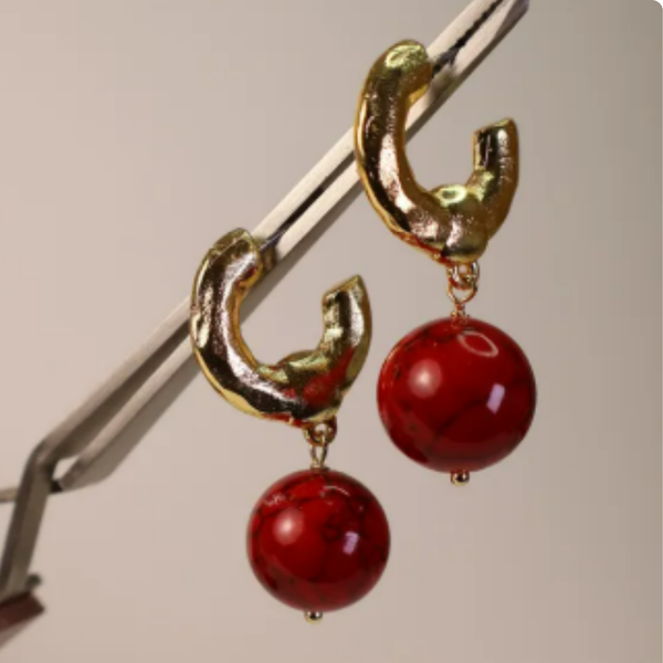 Aretes Perla Roja Lisa