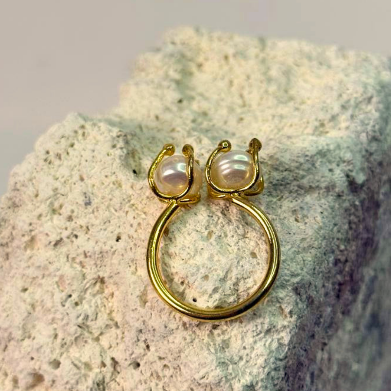 Anillo Doble Perla esencial